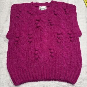 Vtg SML Sport Wool Hand Knit Med Cottage Core Pullover Sweater Vest‎ 80s Y2K 90s